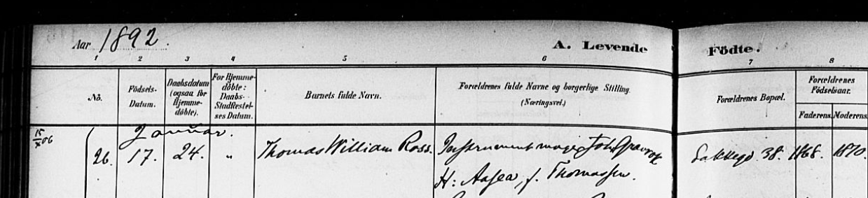 Norwegian parish register showing the baptism record of Thomas Gravrok